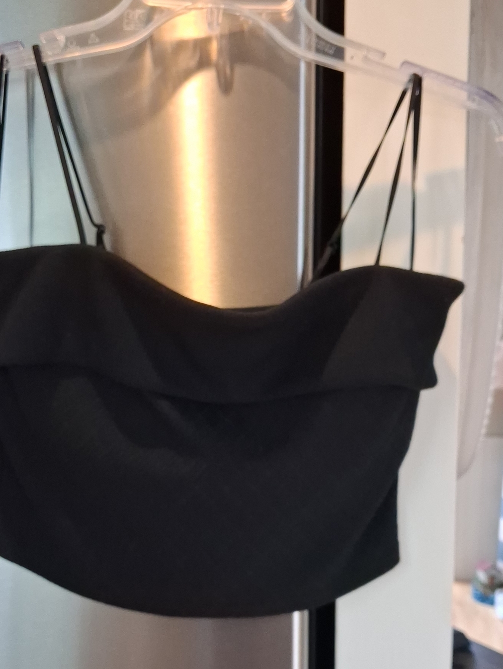 ALO Yoga Black Strapless Fold-Over Top With PADS.